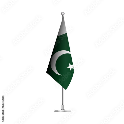 Foto Standing Wavy Flag of PAKISTAN Isolated on Transparent Background