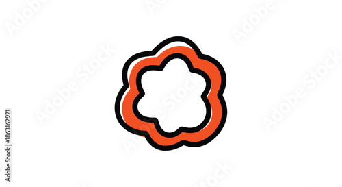 Simple graphic of a stylized orange flower or a slice of fresh bell pepper on a white background.