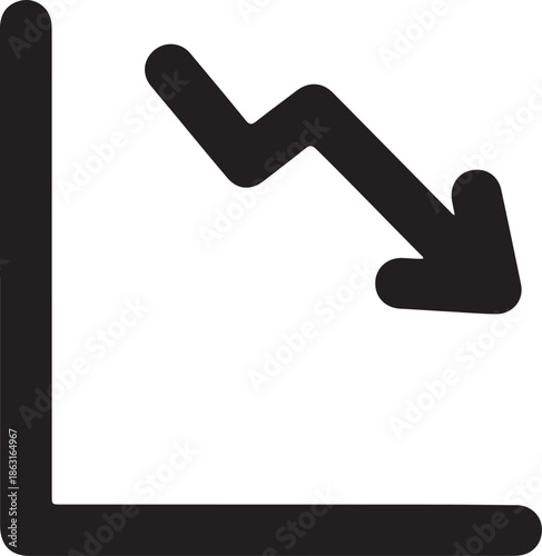 Minimalist downward trend graph loss icon representing economic decline and recession