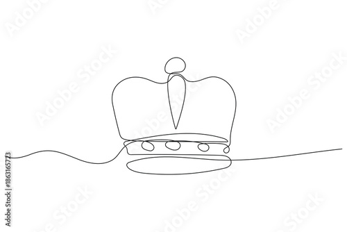 Crown decorative continuous line illustration, clean style