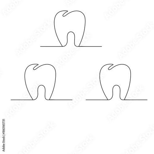 
Tooth one line drawing dental icon minimalist medical vector sketch
