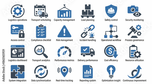 Logistics and Supply Chain Management Icons Set 4. EPS Editable