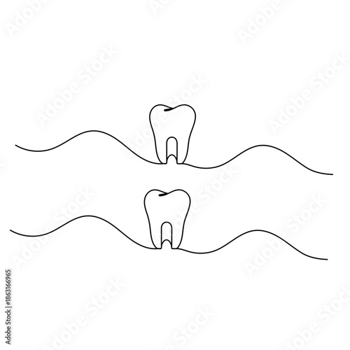 
Tooth one line drawing dental icon minimalist medical vector sketch
