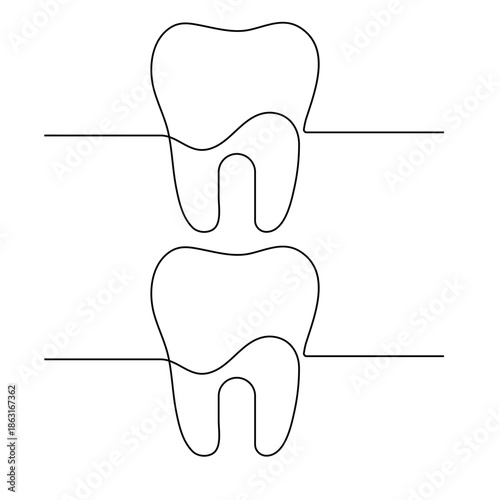 
Tooth one line drawing dental icon minimalist medical vector sketch

