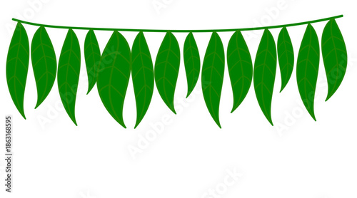 Traditional Indian Mango Leaf Garland Toran for Hindu Festival and Home Decoration