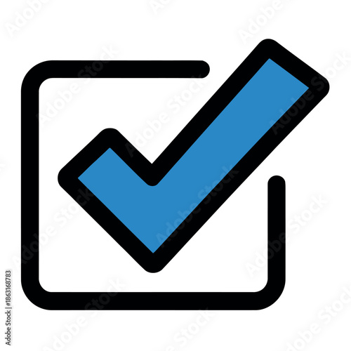 Bold blue checkmark is confirmed inside a thick black outlined square selection box.
