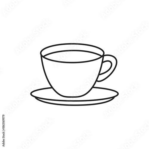Coffee cup outline icon hot drink icon. Disposable cup flat style - stock vector.