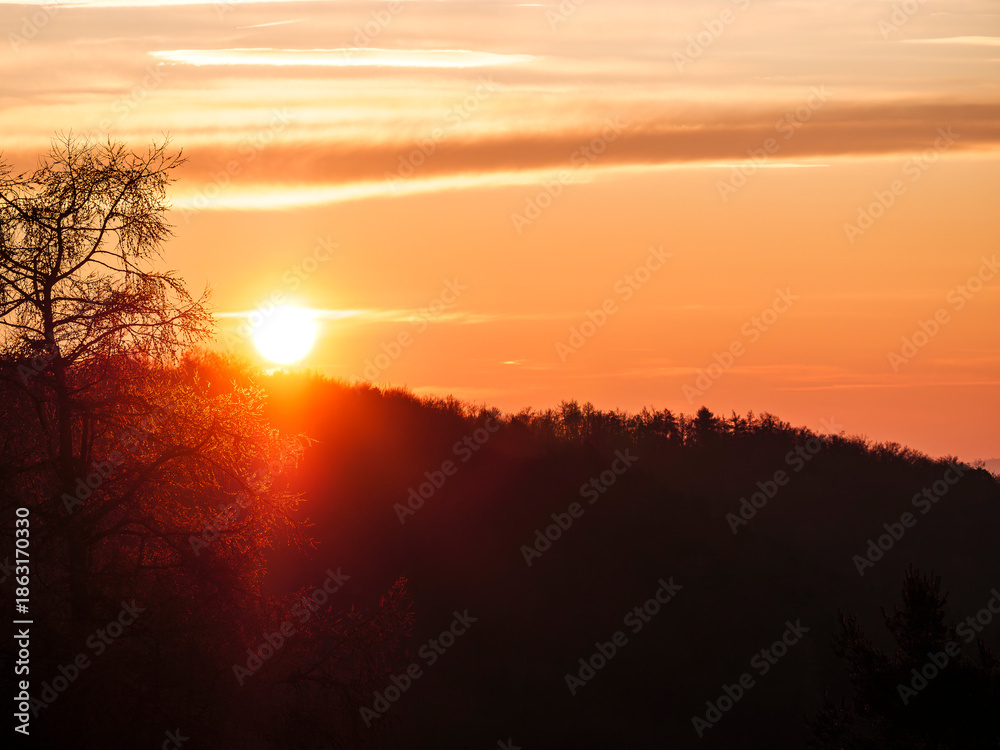 Fototapeta premium sunset over the river