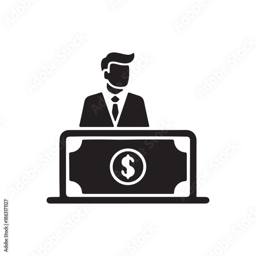 Savings icon and investment with dollar bill