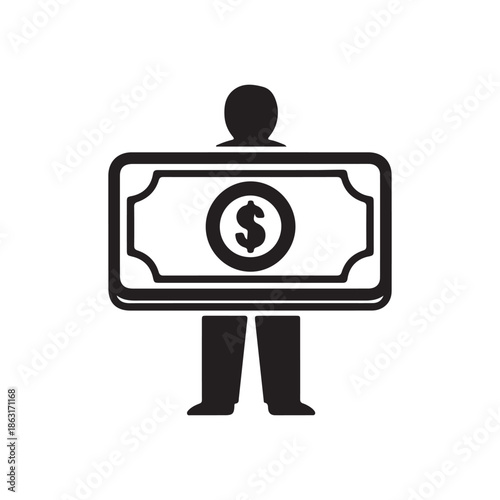 Savings icon and investment with dollar bill