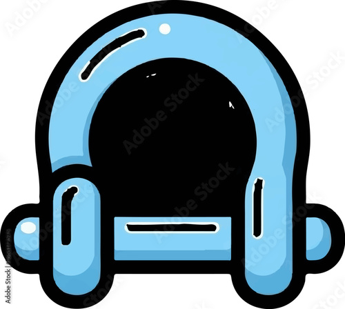 Stylized light blue shackle icon with black outline, featuring a pin and arch, against a clean white background