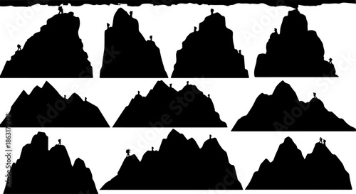 Mountain Peaks Silhouette Vector Set Collection