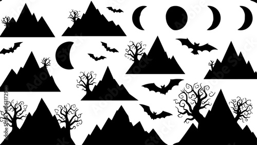 Mountain Peaks Silhouette Vector Set Collection