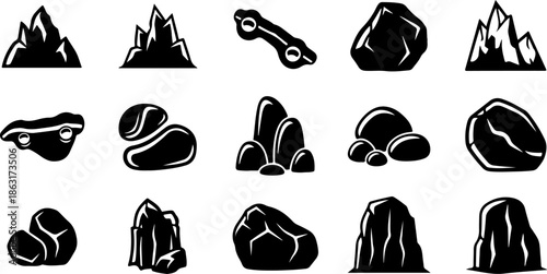 Mountain Peaks Silhouette Vector Set Collection