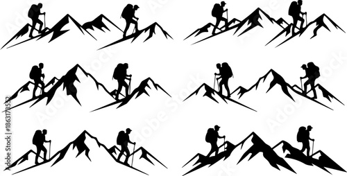 Mountain Peaks Silhouette Vector Set Collection