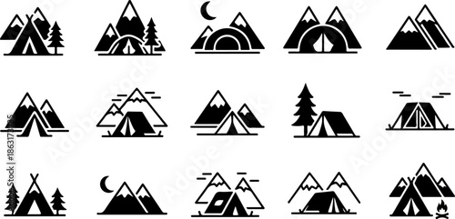 Mountain Peaks Silhouette Vector Set Collection