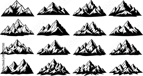 Mountain Peaks Silhouette Vector Set Collection