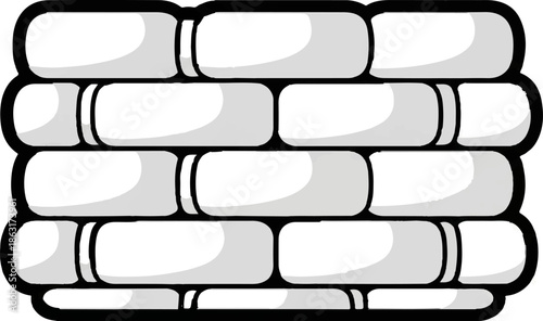 Stylized illustration of a wall made of rounded, light gray rectangular blocks