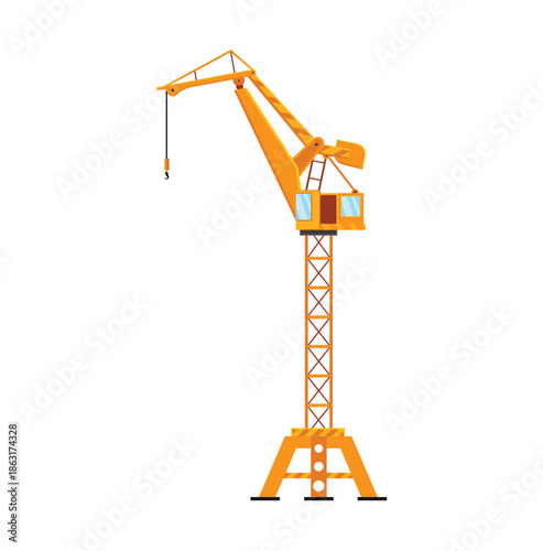 Tall yellow construction tower crane construction crane