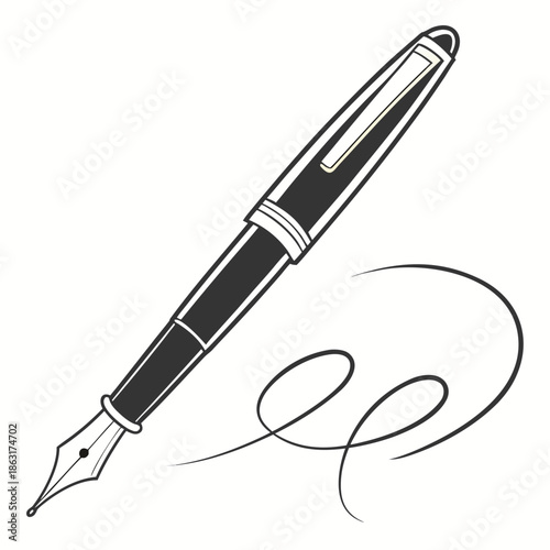 Elegant Pen and Signature Icon Representing Legal Agreement Contract Verification and Official Document Authentication