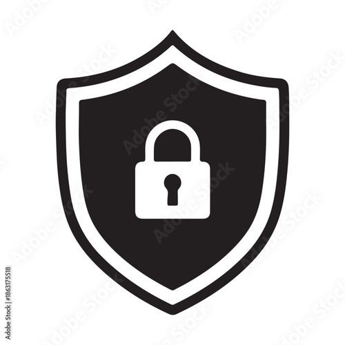Secure shield with protected lock icon