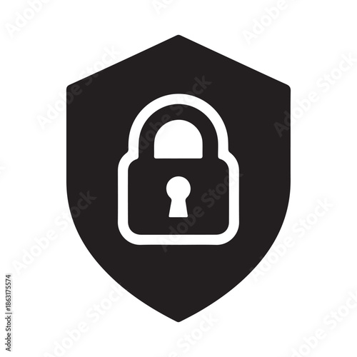 Secure shield with protected lock icon