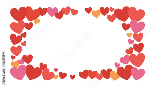 Heart-Filled Frame: A vibrant frame of hearts, in shades of red, pink, and orange, creates a visually stunning border perfect for conveying love, affection, and care.