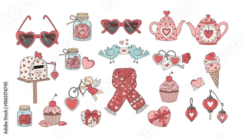 Valentine's Day Collection: An assortment of Valentine's Day essentials, embodying love and romance with a collection of romantic elements.