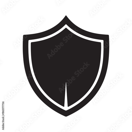 Black shield and outline icon simple shape for security and protection concept