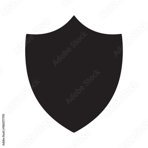 Black shield and outline icon simple shape for security and protection concept