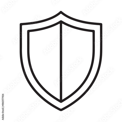 Black shield and outline icon simple shape for security and protection concept