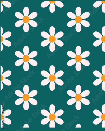 daisy flower pattern seamless floral background cute retro spring design