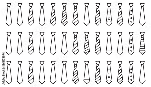 Men formal necktie symbols set for corporate style design