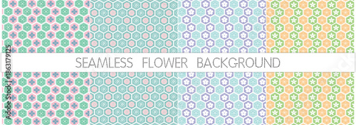 Seamless flower background with pastel colors and hexagonal pattern with floral and texture and design and graphic and illustration and abstract