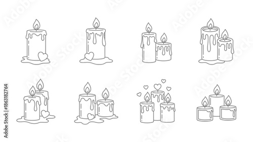 Candle Collection: A collection of various candles with dripping wax, the soft glow and gentle flames casting an intimate and cozy atmosphere.