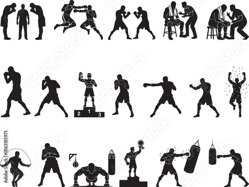 Boxer Dog Silhouette on White Background