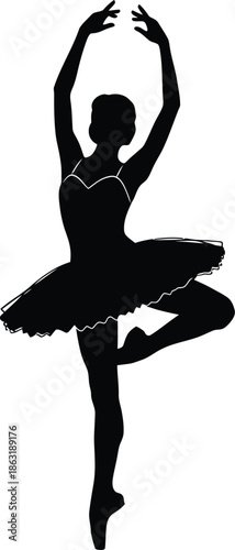 ballet dancer silhouette in tutu vector image on white background 