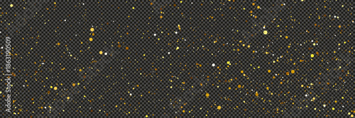 Gold glittering dust with stars on transparent backdrop