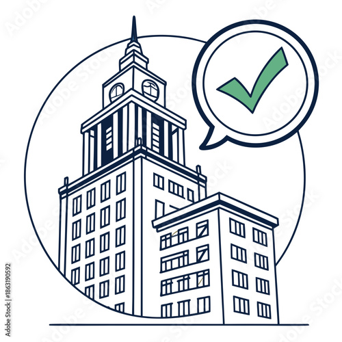 Verified digital approval vector icon for official document signing and business contract confirmation