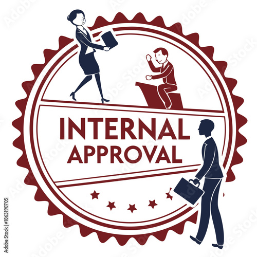 Professional internal approval stamp icon for office management systems and business validation processes in vector format.