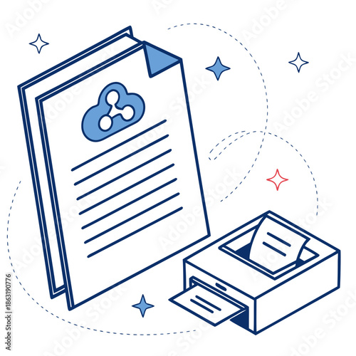 Collaborative office shared document icon for cloud storage, file sharing, and team workspace synchronization vector.