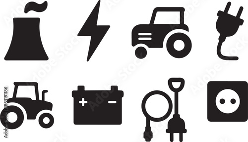 griculture and Farming Tools Silhouette Icons