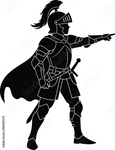 Girl knight silhouette adventurous heroine vector for fantasy stories gender-neutral toys and empowerment campaigns Vector illustration silhouette 