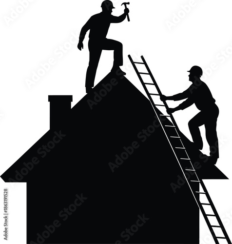 man are repairing the roof of the house 
