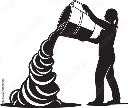 Person pouring spiral liquid