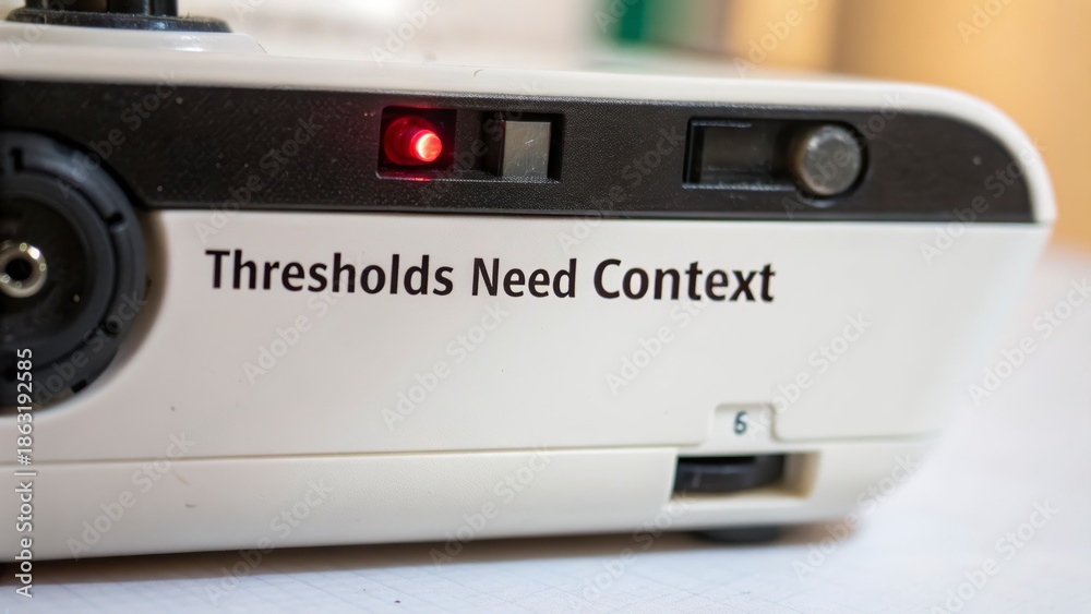 Obraz premium Device with Red Alarm Light and Text 'Thresholds Need Context'
