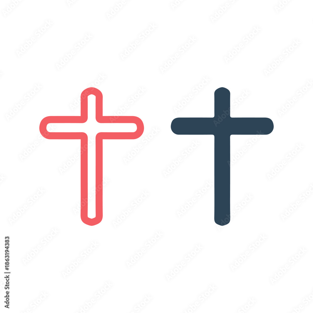 Obraz premium Christian cross flat style. Religion cross icons set vector illustration.