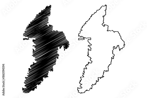 Kythnos island (Hellenic Republic, Greece, Cyclades archipelago) map vector illustration, scribble sketch Kythnos map