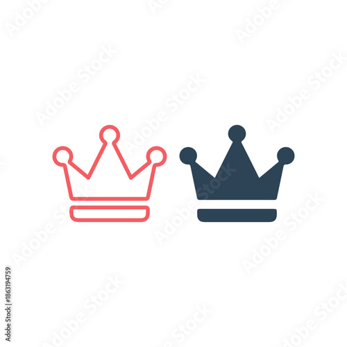 Crown icons set in trendy flat style for your web site design, logo, app, UI. Vector illustration.