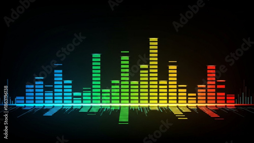 Rainbow Sound Wave Equalizer on Black Background